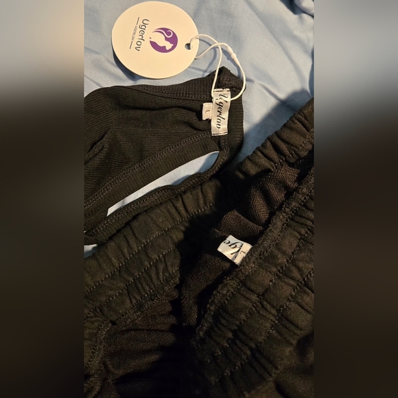 Crop Top Wide Leg Pants Two Piece Matching Lounge Set Tracksuit #813 - Picture 2 of 13